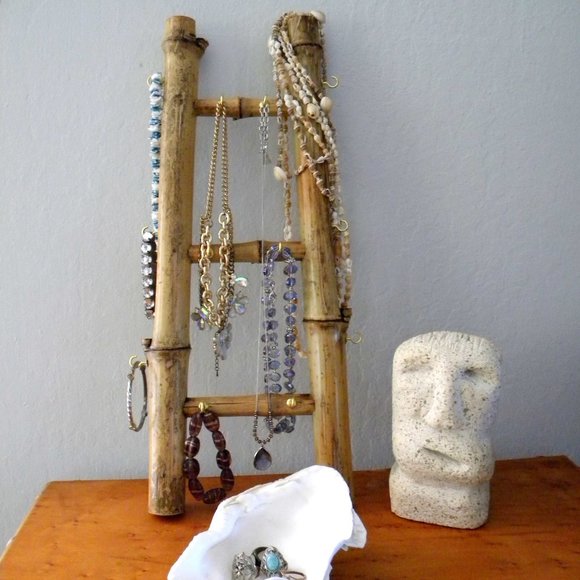 Boho Bamboo Ladder Jewelry Display